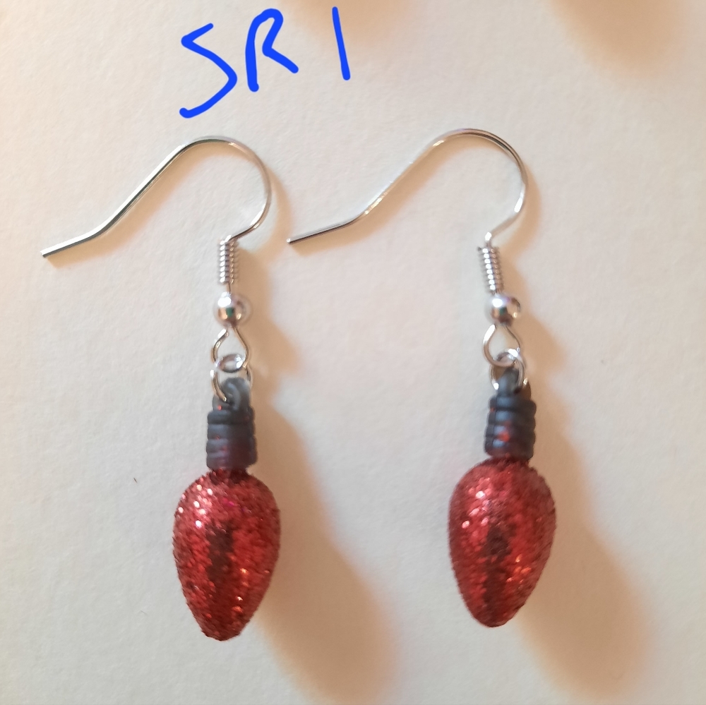 Red Sparkle Light Bulbs Earrings
